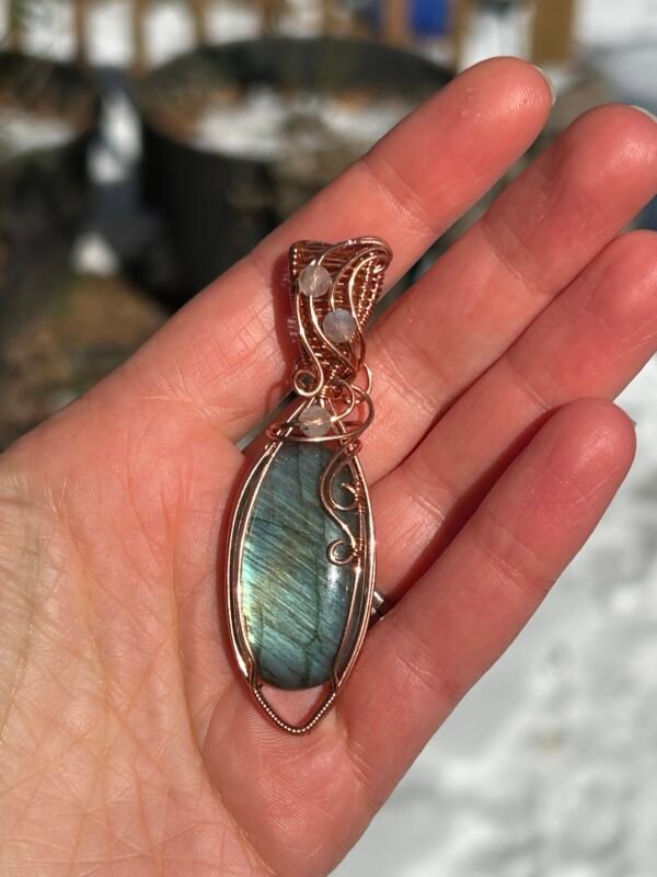 "Solar Wind" - Labradorite & Moonstone Pendant