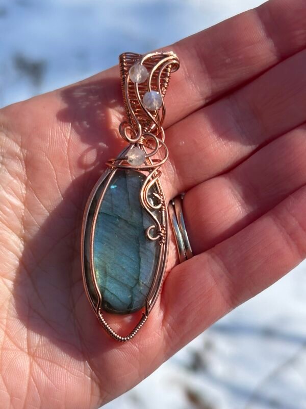 "Solar Wind" - Labradorite & Moonstone Pendant