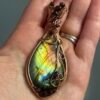 Feb2_19 "Volcanism" - Rainbow Labradorite & Garnet Pendant