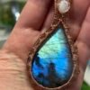 "Frozen Pond" - Labradorite & Moonstone Statement Pendant
