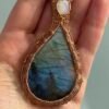 "Frozen Pond" - Labradorite & Moonstone Statement Pendant