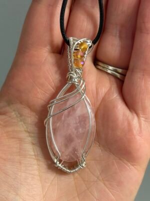 Feb2_29 "Rosewater" - Rose Quartz Pendant