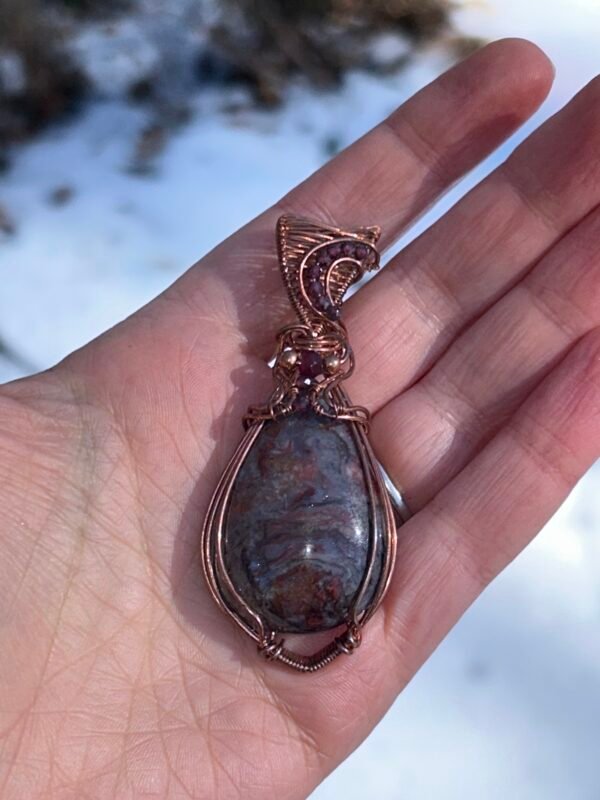 Feb2_4 "Molten Heart" - Pietersite & Garnet Pendant