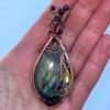 Feb2_9 "Volcanism" - Rainbow Labradorite & Garnet Pendant