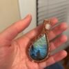 "Frozen Pond" - Labradorite & Moonstone Statement Pendant