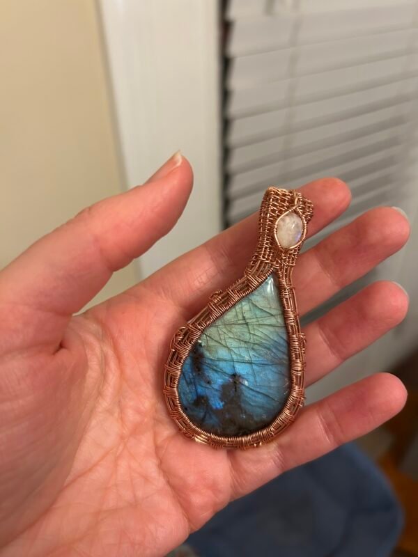 "Frozen Pond" - Labradorite & Moonstone Statement Pendant