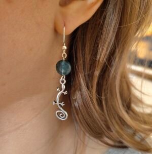 Moss Agate Lizard Earrings