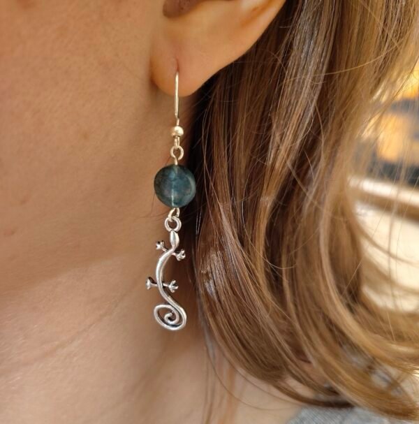 Moss Agate Lizard Earrings