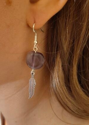 Amethyst Feather Earrings