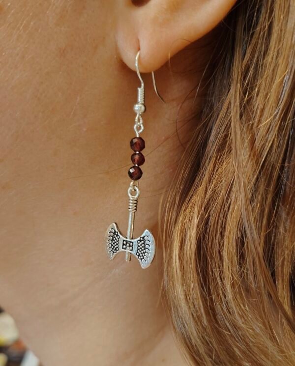 Garnet Battleaxe Earrings