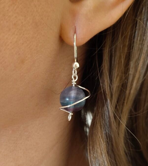 Fluorite Planet Earrings
