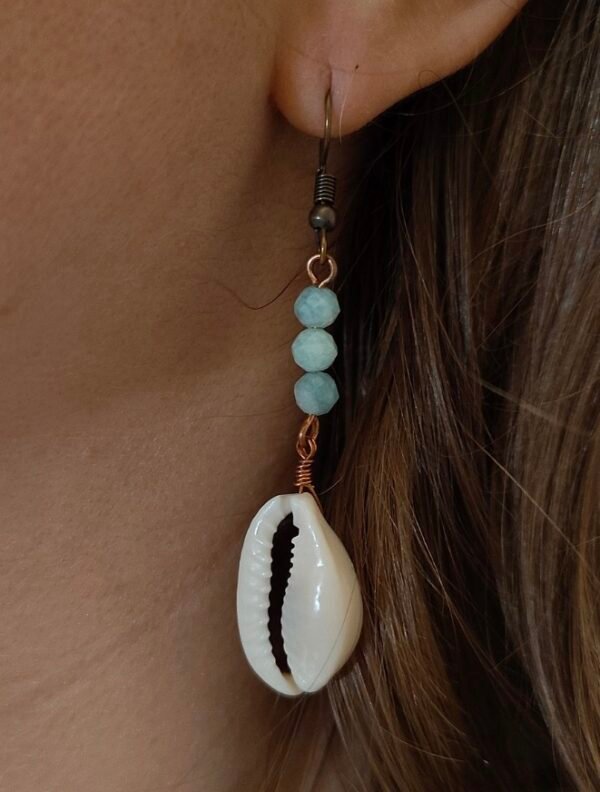 Amazonite & Cowrie Shell Earrings