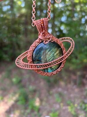 “Interstellar” - Labradorite & Orange Garnet Pendant